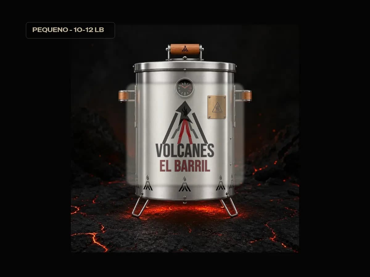 Asador de barril Volcanes Pequeño sobre piedra volcánica